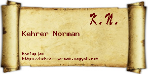 Kehrer Norman névjegykártya